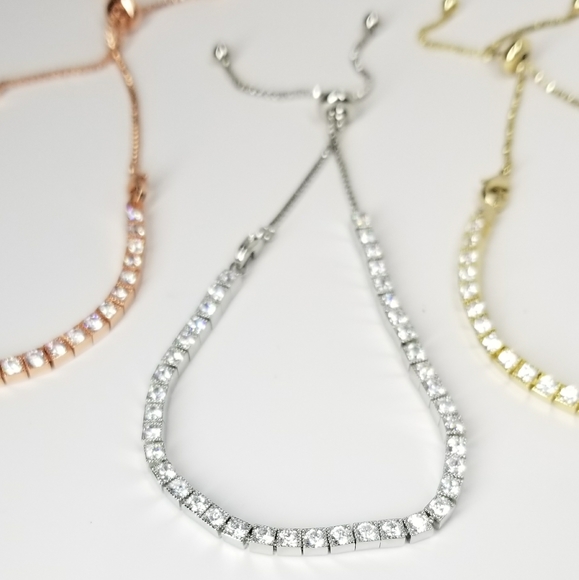 Bracelet / Anklet Pave CZ Diamond Slider NEW - Picture 10 of 11